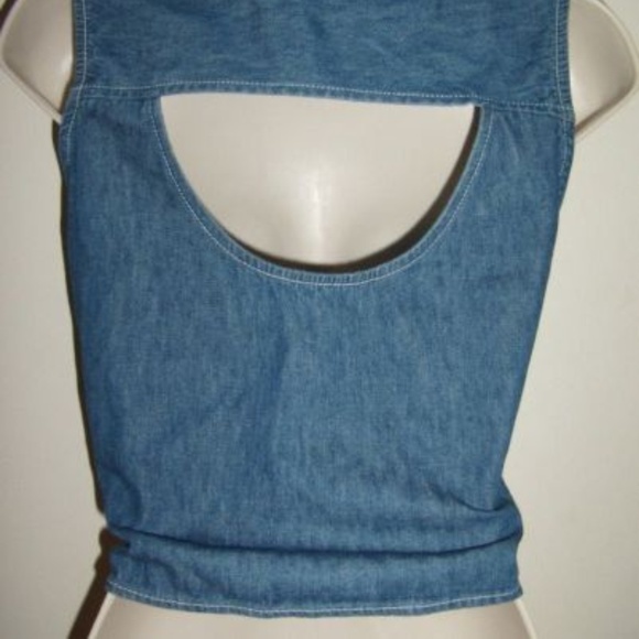 Vintage Beautifully denim blue Summer Top Shirt - Picture 4 of 4